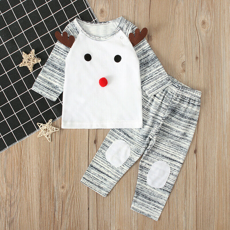 2PCS Cute Christmas Clothes Toddler Baby Boy Girl