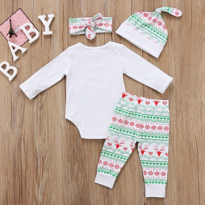 4PCS Set Newborn Baby Boy Girl Christmas Clothes