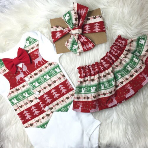 Fashion Newborn Baby Girls Christmas Clothes Set