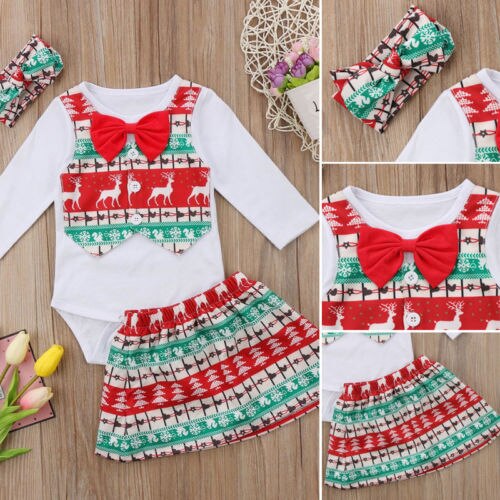 Fashion Newborn Baby Girls Christmas Clothes Set