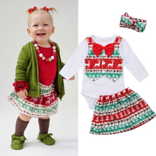 Fashion Newborn Baby Girls Christmas Clothes Set