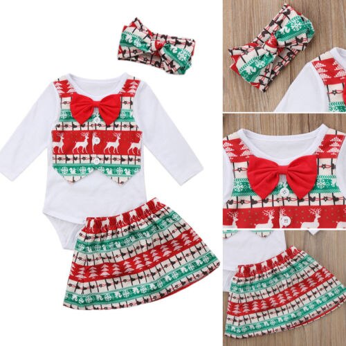 Fashion Newborn Baby Girls Christmas Clothes Set