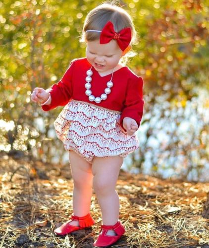 Newborn Infant Baby Girls Chrismtas Jumpsuit