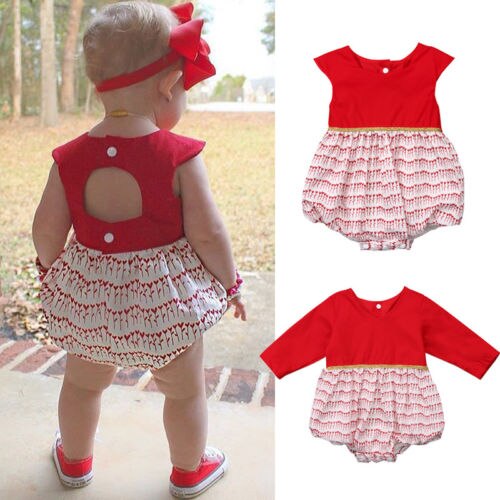 Newborn Infant Baby Girls Chrismtas Jumpsuit