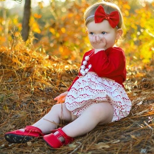 Newborn Infant Baby Girls Chrismtas Jumpsuit