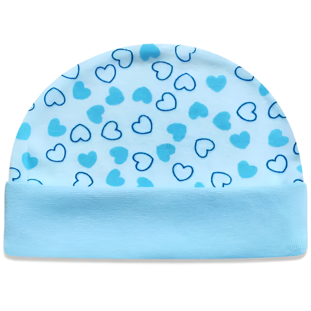 Soft Pure Cotton Babei's Head Cap Cute Print  Size 0-6 Months Color